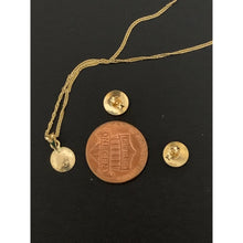 Load image into Gallery viewer, 18K Gold Necklace Chain 18 inches Circle Round Pendant with Earrings Set 1.82 grams - Rafant
