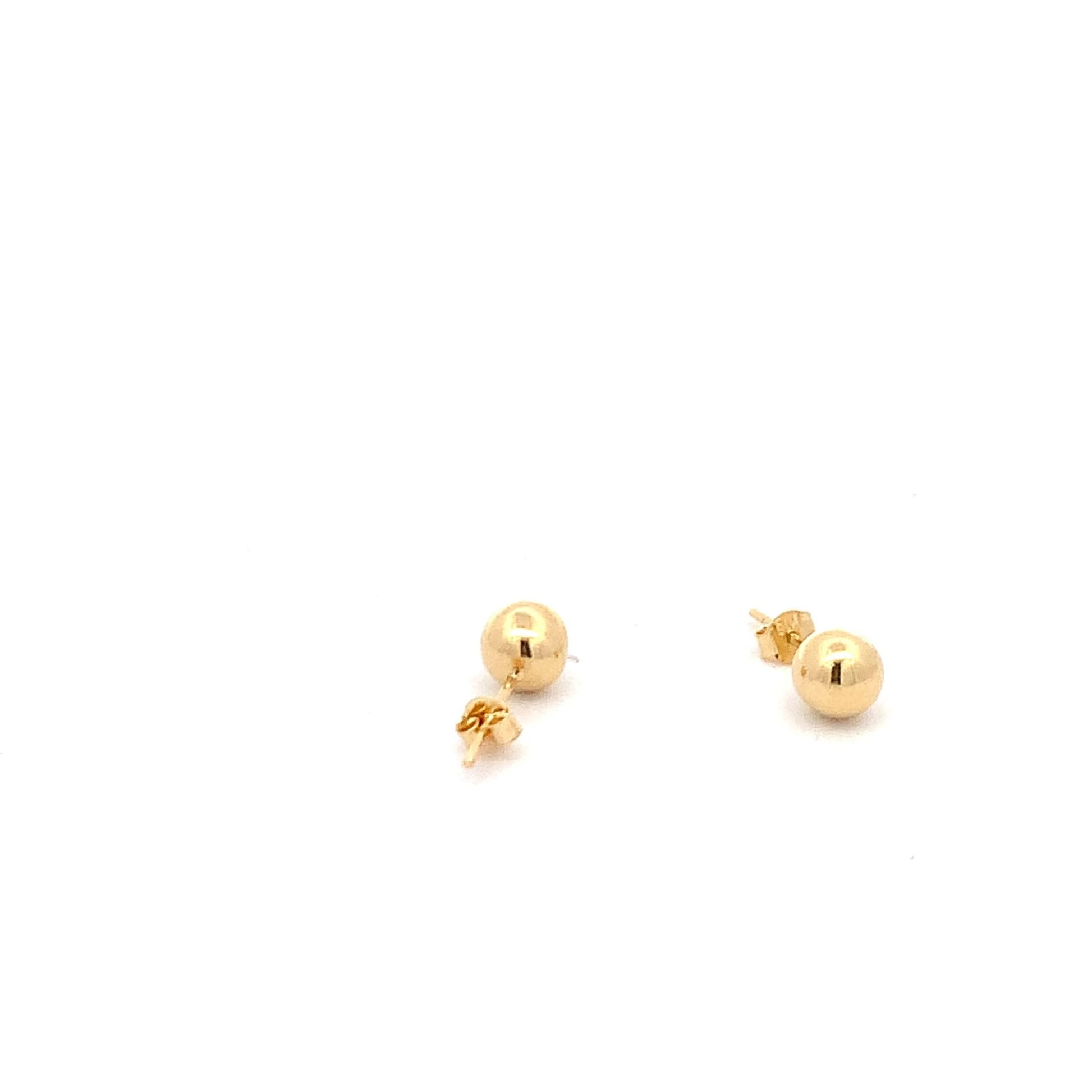 18K Yellow Gold Earrings Stud Balls Polished 0.88 grams - Rafant