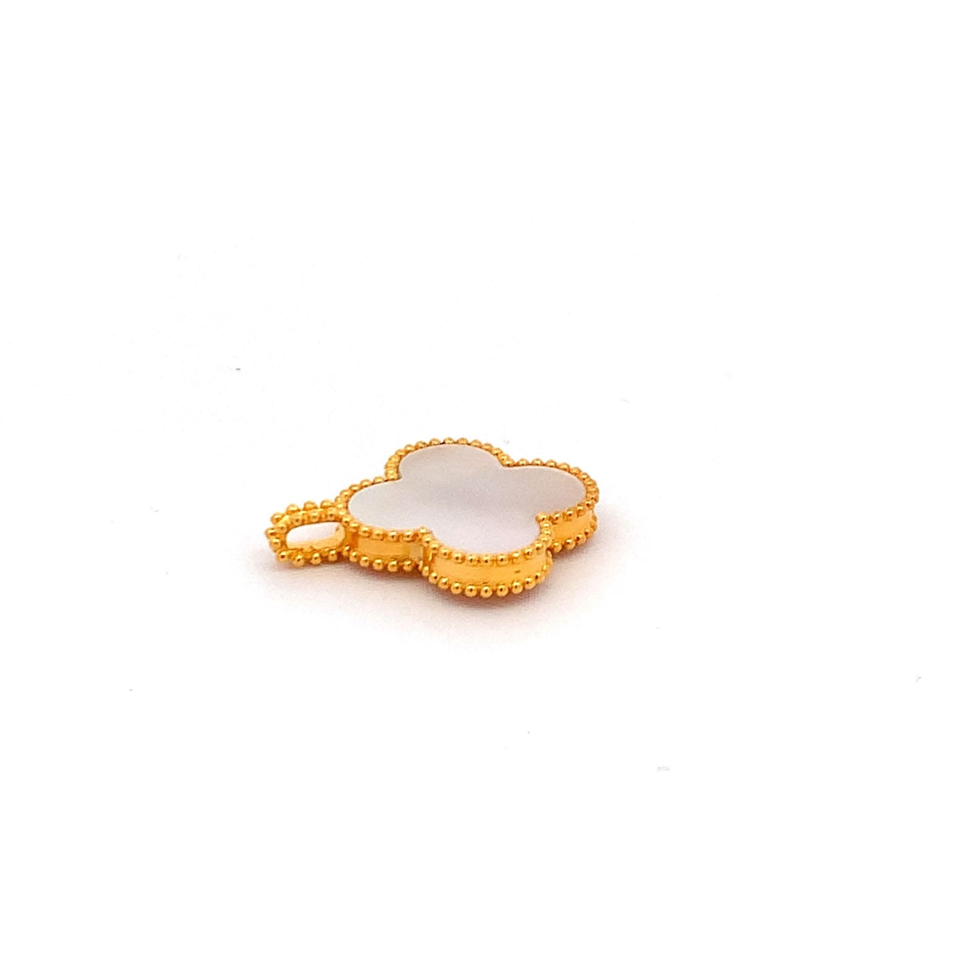 18K Yellow Gold Pendant Mother of Pearl Good Luck Charm 1.19 grams - Rafant