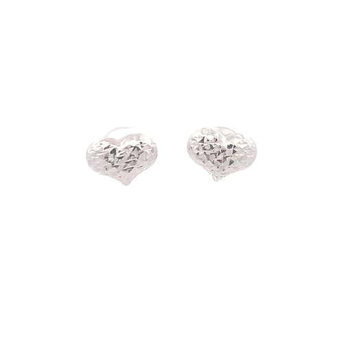 18K White Gold Earrings Stud Heart 1.12 grams - Rafant