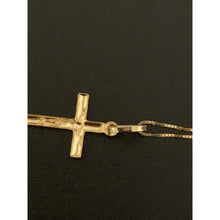 Load image into Gallery viewer, 18K Saudi Gold Necklace Box Chain 17.75&quot; with Cross Pendant 1.41 grams - Rafant
