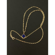 Load image into Gallery viewer, 18K Gold Necklace Chain 18 inches Lapis Lazuli Flower Pendant 2.75 grams - Rafant
