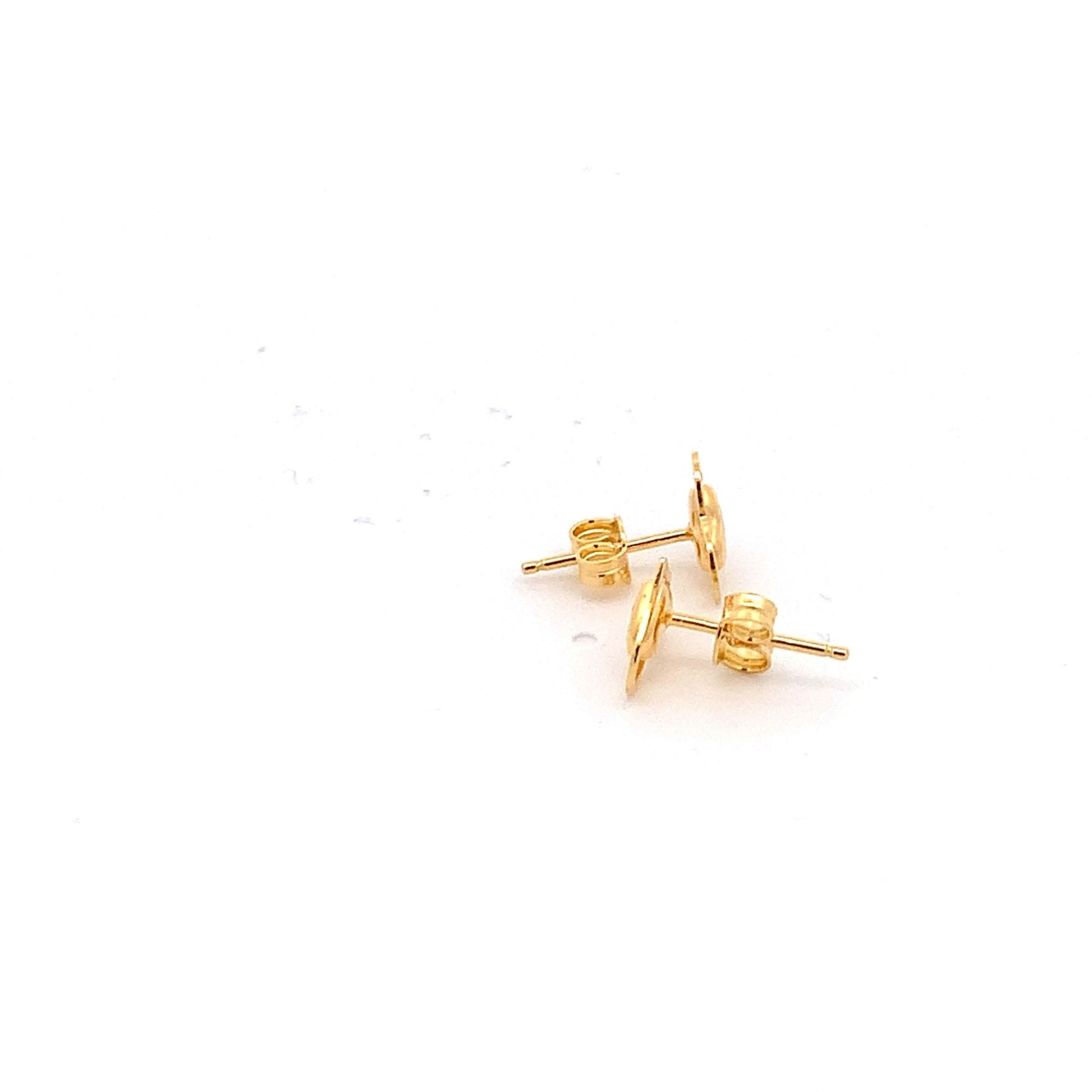 18K Yellow Gold Earrings Heart Stud 1.16 grams - Rafant