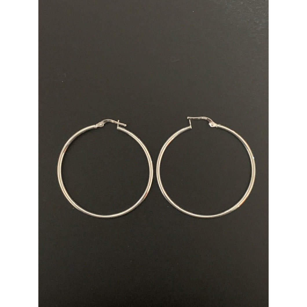 18K Gold Earrings Hoop Loops White Gold Large 2.26 grams - Rafant