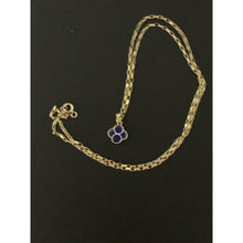 Load image into Gallery viewer, 18K Gold Necklace Chain 18 inches Lapis Lazuli Flower Pendant 2.75 grams - Rafant
