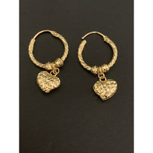 Load image into Gallery viewer, 18K Gold Earrings Hoops Loops With Heart Charm Small 2.52 grams - Rafant
