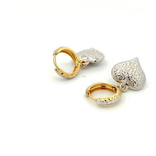 Load image into Gallery viewer, 18K Gold Earrings Puffed Heart Dangle White Yellow Gold - Rafant
