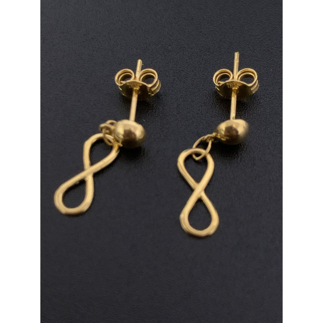 18K Gold Earrings Post Dangling Infinity 1.42 grams - Rafant