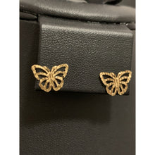 Load image into Gallery viewer, 18K Gold Earrings Studs Butterflies 0.84 grams Lightweight with Defects - Rafant
