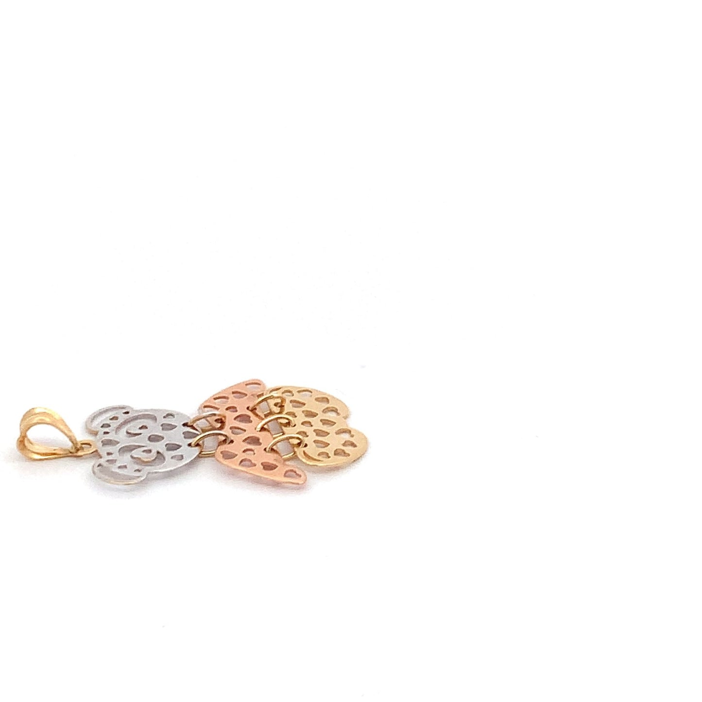 18K Gold Pendant Tricolor White Yellow Rose Gold 1.75 grams - Rafant