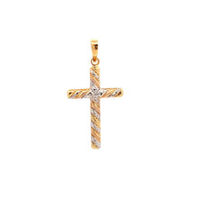 Load image into Gallery viewer, 18K Gold Pendant Cross Religious Tricolor Yellow White Rose Gold - Rafant

