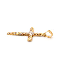 Load image into Gallery viewer, 18K Gold Pendant Cross Religious Tricolor Yellow White Rose Gold - Rafant
