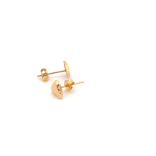 Load image into Gallery viewer, 18K Yellow Gold Earrings Heart Stud Textured 0.95 grams Small - Rafant
