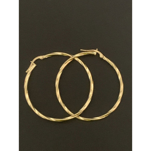 18K Gold Earrings Hoops Loops Twisted 1.88 grams Large - Rafant