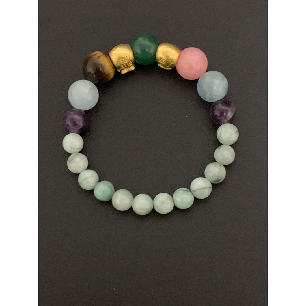 24K Gold Money Bags Lucky Charm Bracelet Gemstones Size 6 to 8 inches - Rafant