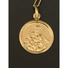Load image into Gallery viewer, 18K Gold Necklace Curb Chain with Round Jesus Pendant Religious - Rafant
