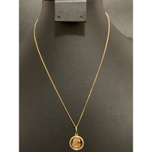 Load image into Gallery viewer, 18K Gold Necklace Curb Chain with Round Jesus Pendant Religious - Rafant
