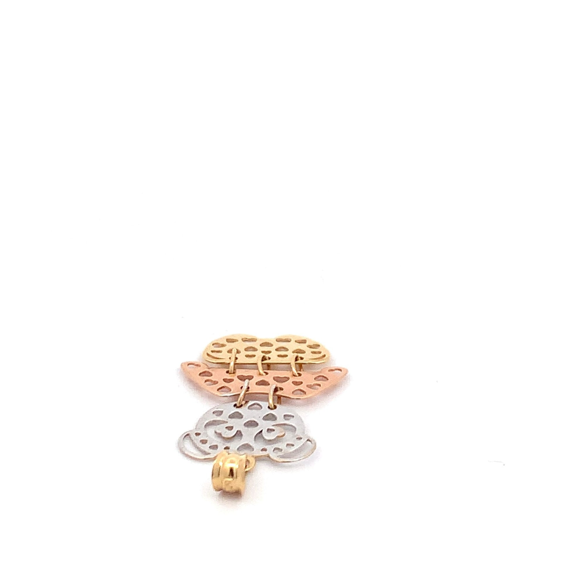 18K Gold Pendant Tricolor White Yellow Rose Gold 1.75 grams - Rafant