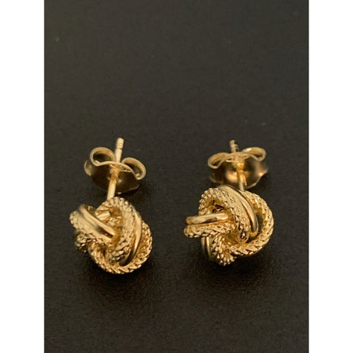 18K Gold Earrings Stud Knot Small 1.16 grams - Rafant