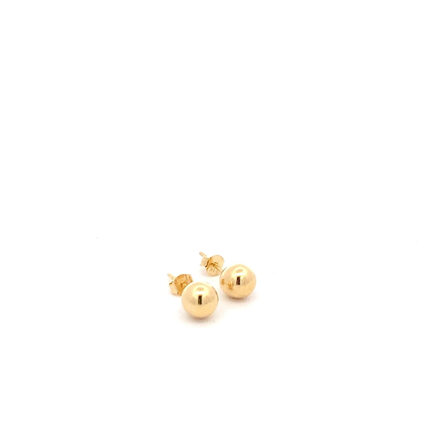 18K Yellow Gold Earrings Stud Balls Polished 0.88 grams - Rafant