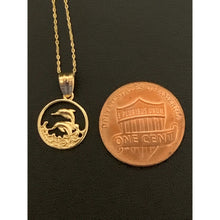 Load image into Gallery viewer, 18K Gold Necklace Chain 17.25&quot; with Round Circle Dolphin Pendant 1.28 grams - Rafant
