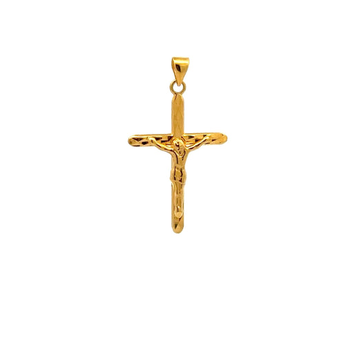 18K Gold Pendant Cross Jesus Christ Religious 0.73 grams - Rafant