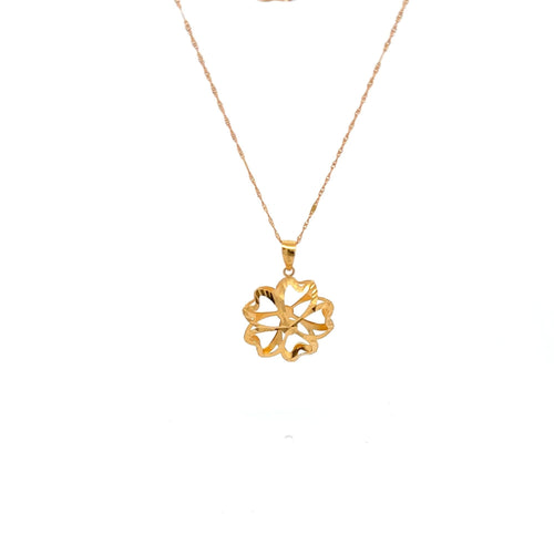 18K Gold Necklace Chain 17.75 inches Pendant Flower 1.36 grams - Rafant