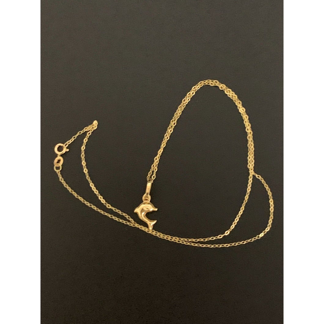 18k Gold Necklace Cable Link Chain 15.75