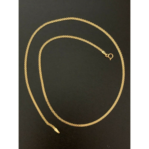 18K Gold Chain Necklace Saudi Yellow Gold Lightweight Dainty 15.75