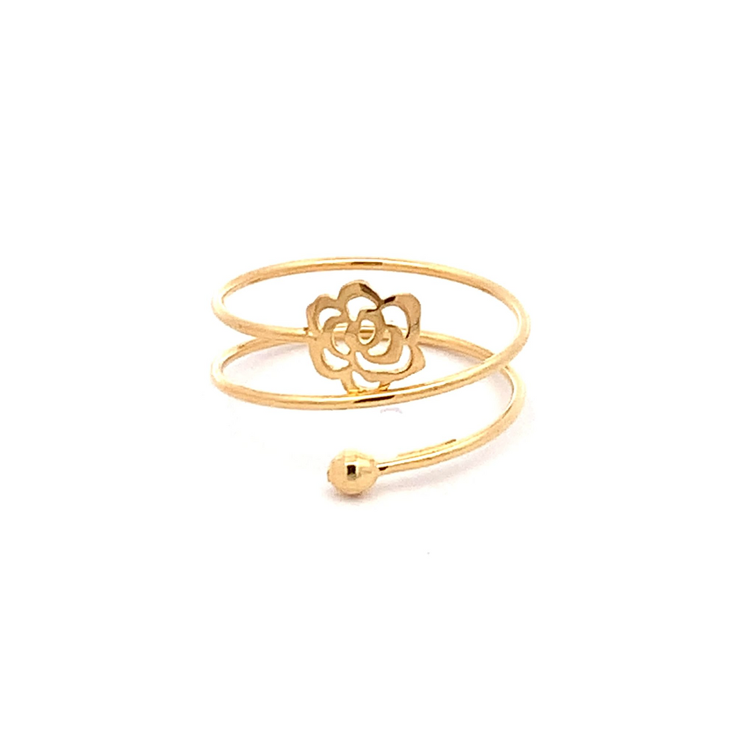 18K Gold Ring Flower Spiral Size 8.5 - Rafant