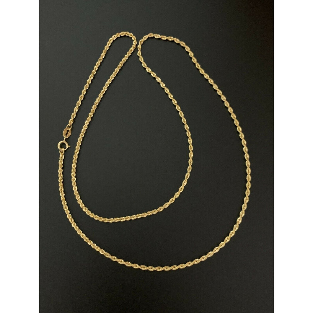 18K Gold Chain Necklace Rope Chain 22
