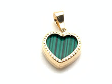 Load image into Gallery viewer, New Real 18K Saudi Gold Heart Pendant with Green Malachite - Rafant
