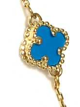 Load image into Gallery viewer, New Real 18K Saudi Gold Blue Clover Bracelet 7.5&quot; - Rafant
