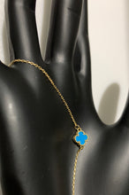 Load image into Gallery viewer, New Real 18K Saudi Gold Blue Clover Bracelet 7.5&quot; - Rafant
