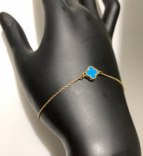 Load image into Gallery viewer, New Real 18K Saudi Gold Blue Clover Bracelet 7.5&quot; - Rafant
