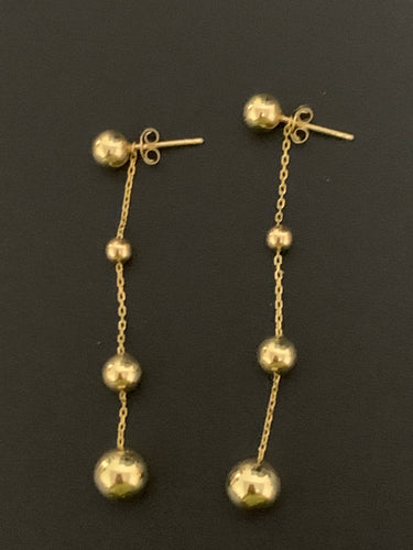 18K Gold Earrings Stud Dangling Balls Orbs 3.02 grams - Rafant