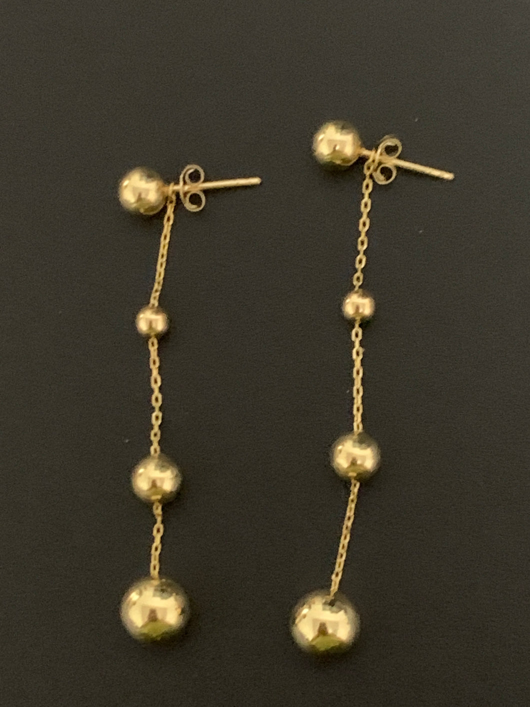 18K Gold Earrings Stud Dangling Balls Orbs 3.02 grams - Rafant