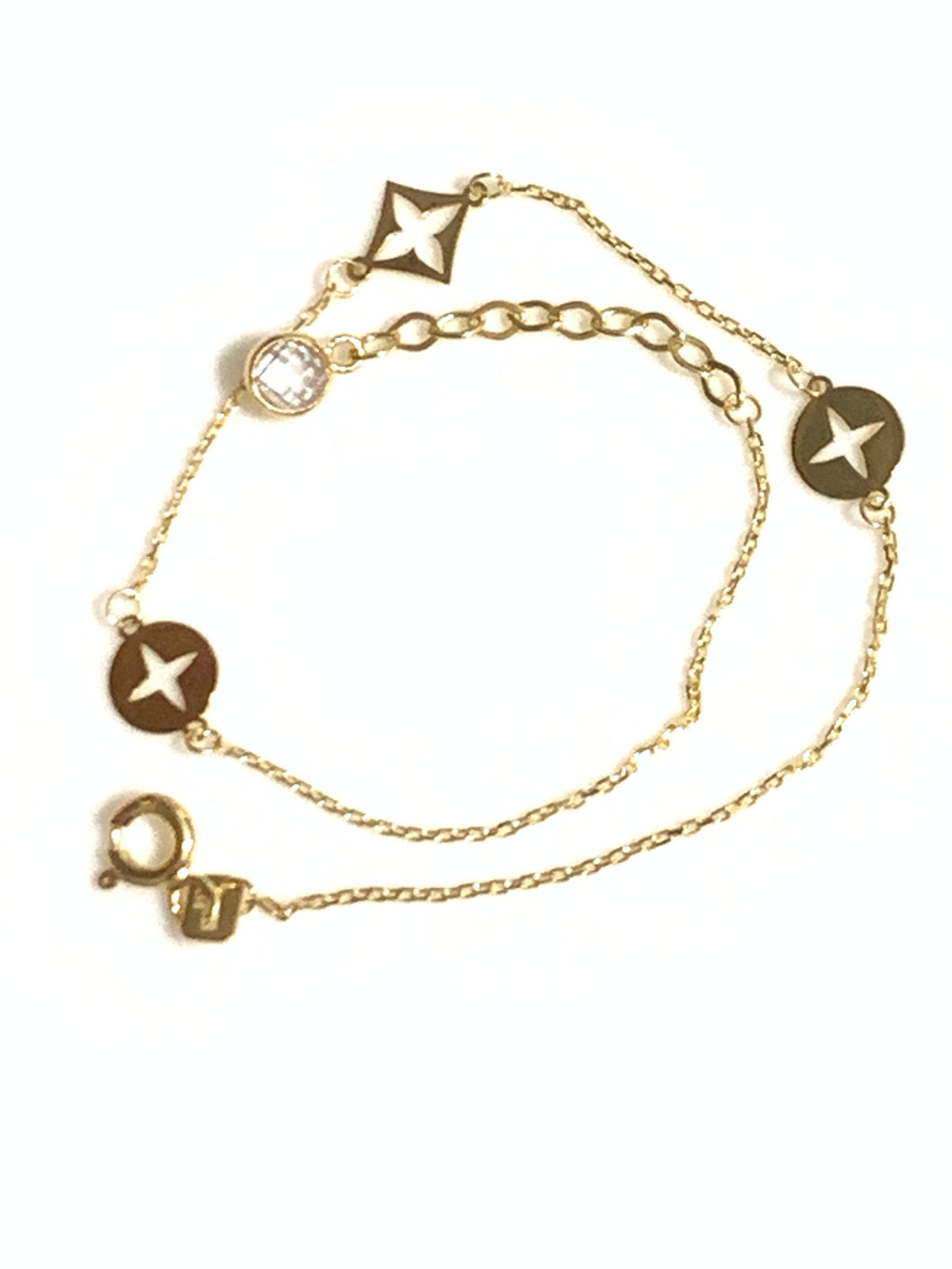 18K Gold Bracelets  Charms Size 7.5 inches - Rafant