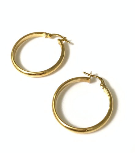 New Authentic Stamped 18K Saudi Gold Round Hoop Loop Earrings - Rafant