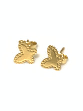 Load image into Gallery viewer, New Authentic 18K Saudi Gold Stud Butterfly Earrings Dainty Small - Rafant
