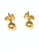 Load image into Gallery viewer, New Real 18K Saudi Gold Stud Ball Earrings Dainty Small 0.77gms - Rafant
