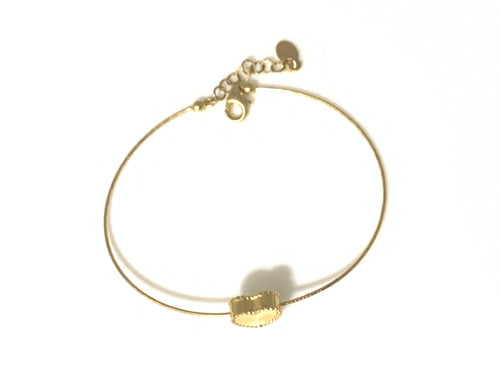 18K Gold Heart Charm Bangle Bracelet XS-Small 2.02