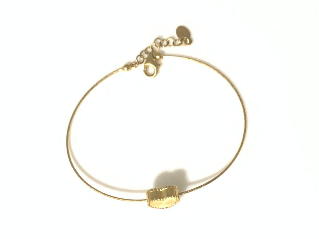 18K Gold Heart Charm Bangle Bracelet XS-Small 2.02