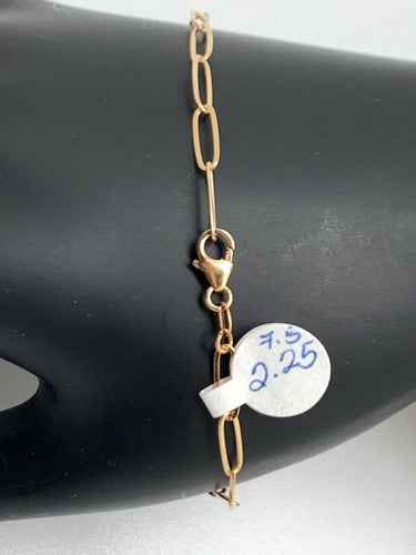 New Real 18K Saudi Gold Chain Paperclip Bracelet Size 7.5 - Rafant