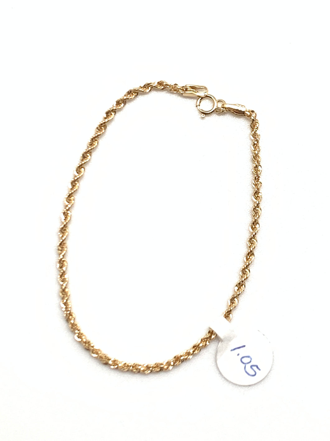 18K Gold Rope Chain Bracelet Size 7 - Rafant