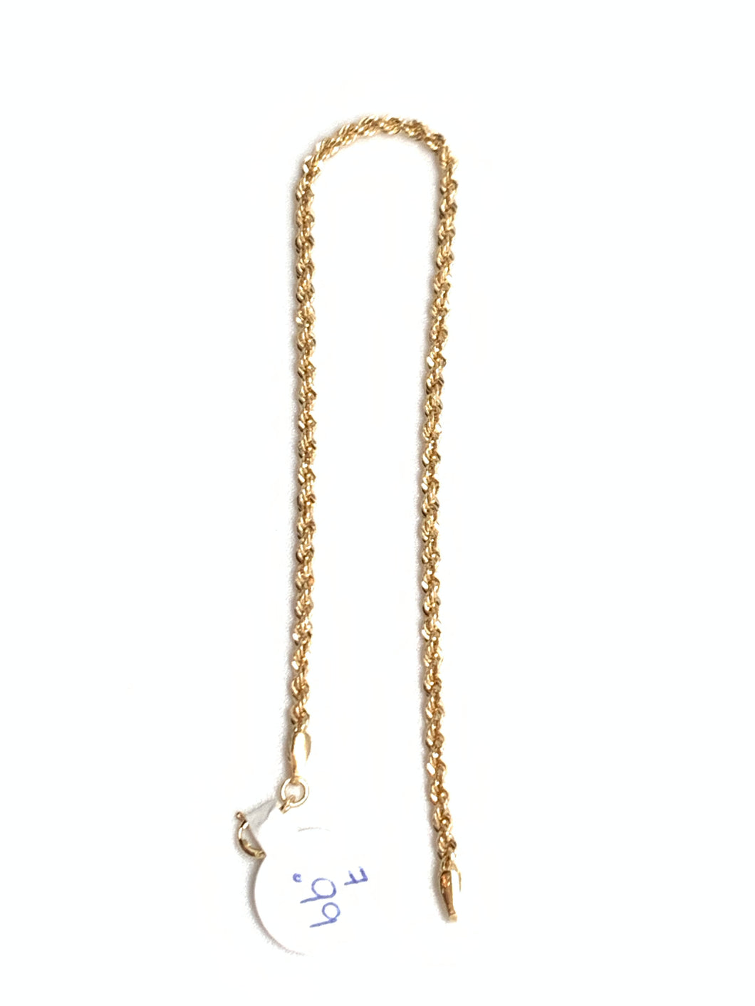 18K Gold Rope Chain Bracelet Size 7 - Rafant