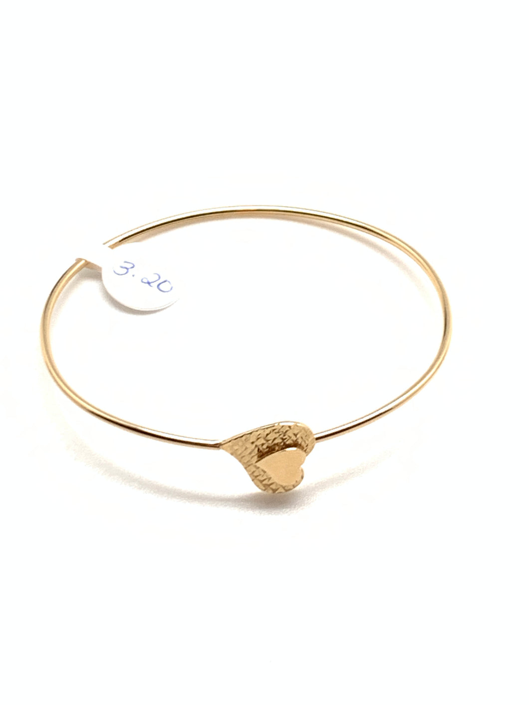 18K Gold Heart Bangle/Bracelet Small Circumference 2.24 x 1.85