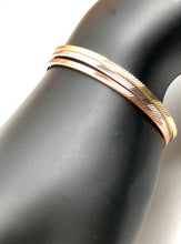 Load image into Gallery viewer, New Real 18K Saudi Gold Oval Oblong Bracelet Bangles 3 Tones White/Rose/Yellow Gold - Rafant
