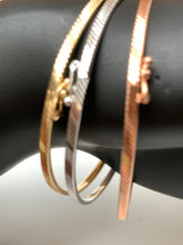 Load image into Gallery viewer, New Real 18K Saudi Gold Oval Oblong Bracelet Bangles 3 Tones White/Rose/Yellow Gold - Rafant

