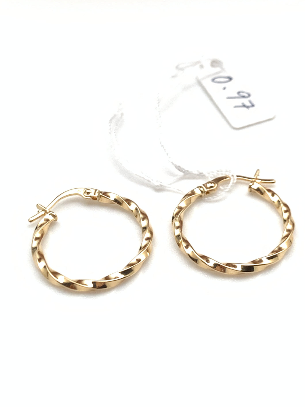 18K Gold Hoops/Loops Twisted Earrings 0.97 grams - Rafant